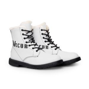 Women's Fur-Lined Leather Combat Boots — Cozy Winter Lace-Up Boots with 'Vecur' Logo